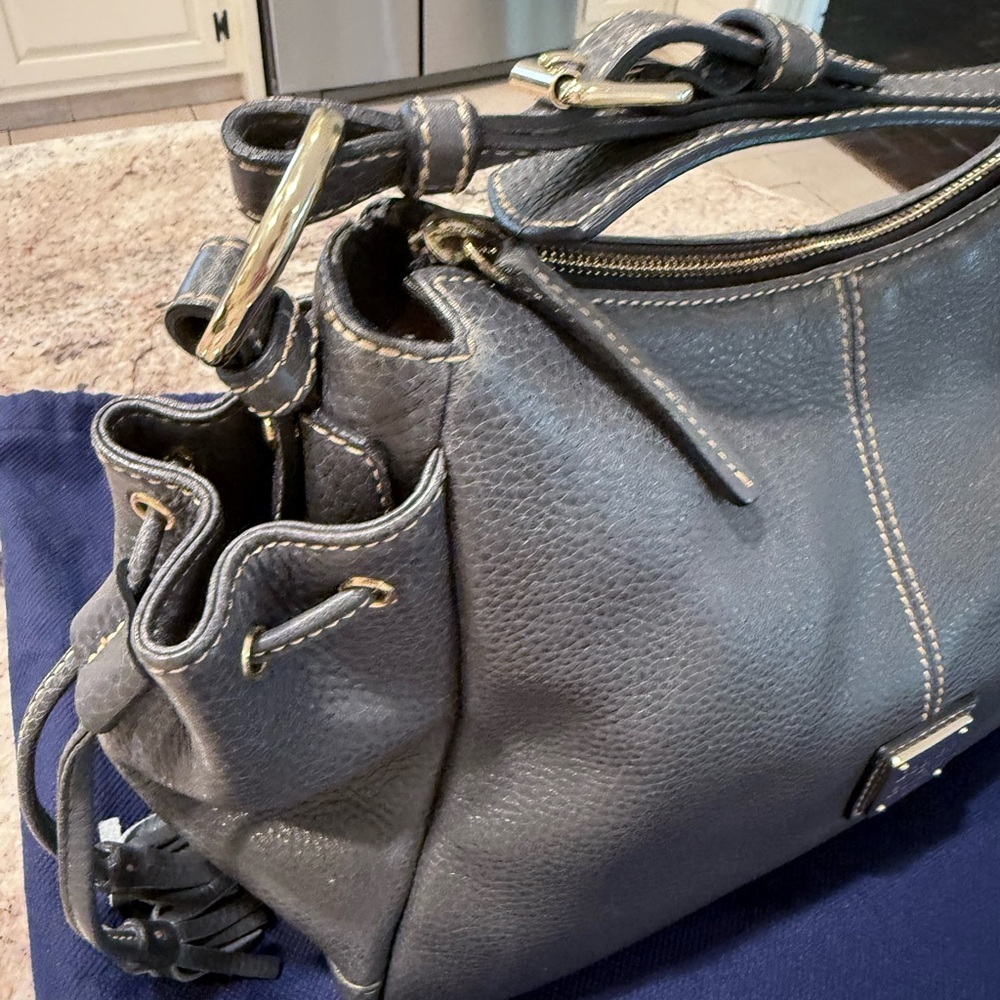 NWOT Dooney & Bourke Charcoal Leather Shoulder Bag - Picture 3 of 6